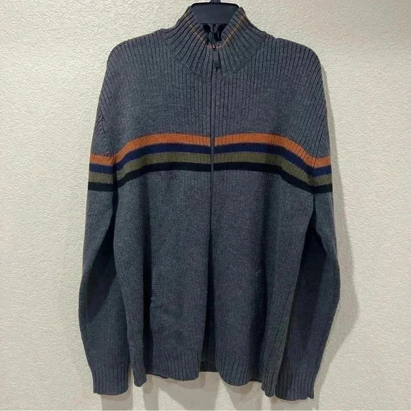 The North Face Sweater Mens Size Large A5 Series Knit Zip-Up Jacket Striped Gray - Picture 3 of 16